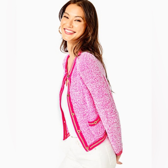 Women's Pink Tweed Jacket - Picture 3 of 8